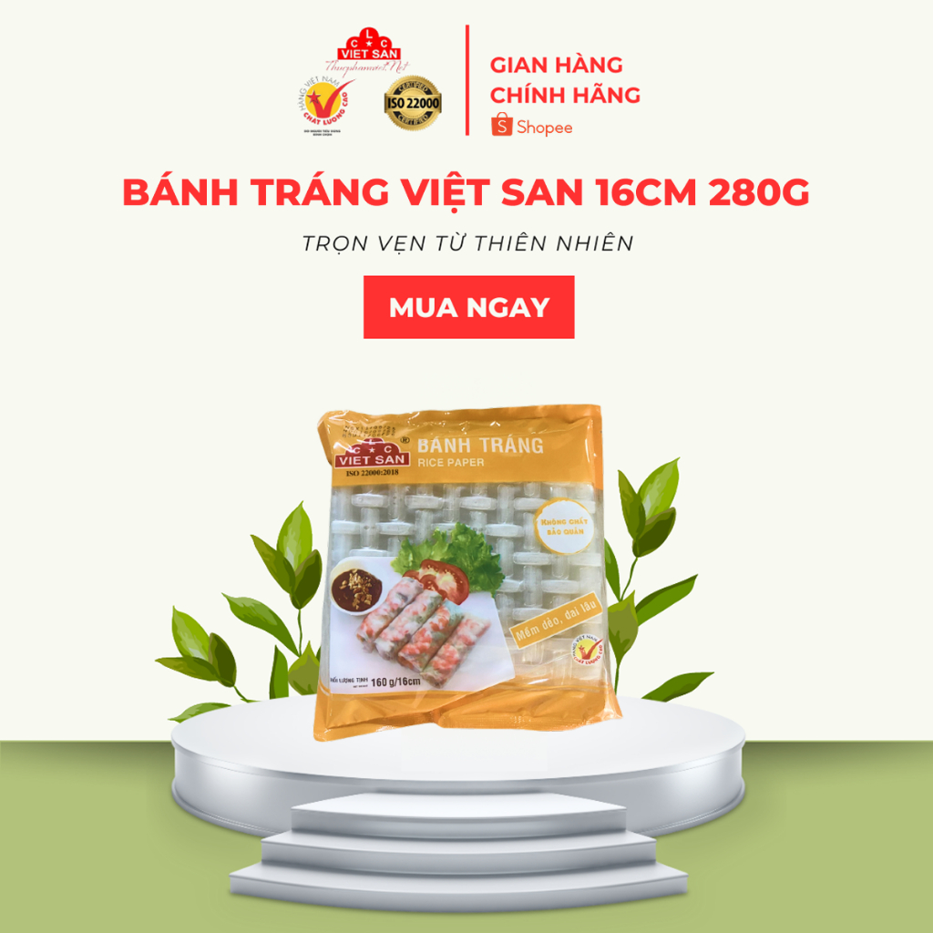 Bánh Tráng Trắng Việt San 15cm 100g - Bánh Tráng Gỏi Cuốn Chả Giò Nem Rán Dai Mềm