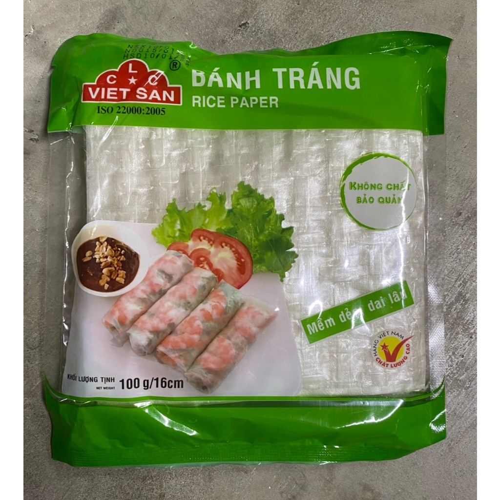 Bánh Tráng Trắng Việt San 15cm 100g - Bánh Tráng Gỏi Cuốn Chả Giò Nem Rán Dai Mềm