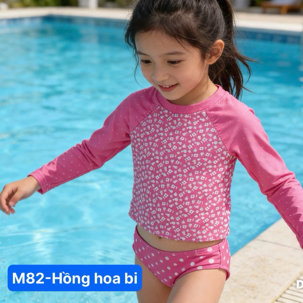 [Xuất Dư] Bộ Bơi Bé Gái 1-2Y Chống Nắng UV UPF50+ Set Đồ Bơi Bé Gái Xuất Khẩu 1-2 Tuổi 9.5-11kg