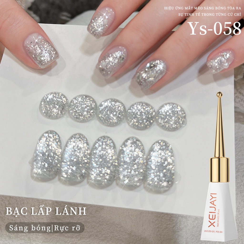 XEIJAYI 10ml - Sơn móng tay dạng gel nhũ bạc, độ bóng lâu trôi, hoàn hảo cho việc tự làm nghệ thuật vẽ móng.