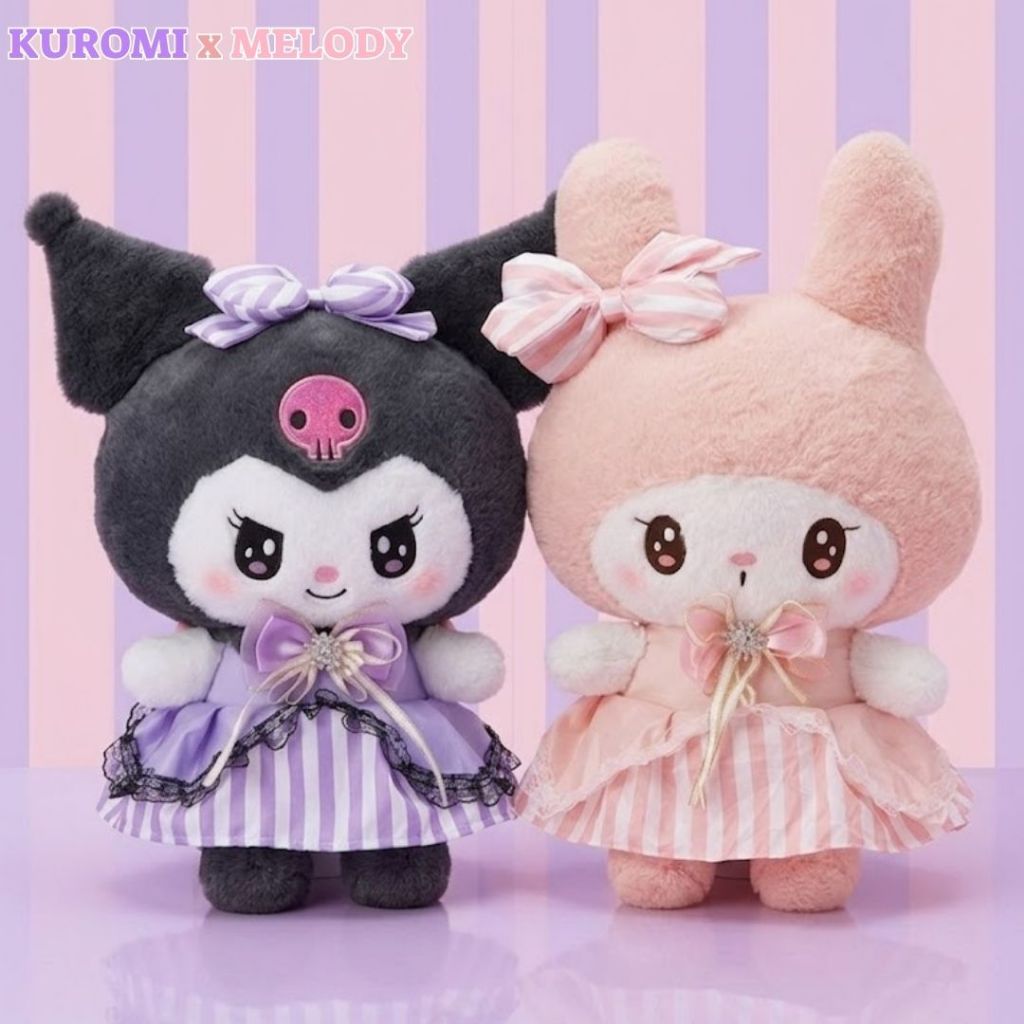 Gấu Bông Kuromi & My Melody Mặc Váy Công Chúa Cao Cấp, Thú Nhồi Bông Sanrio Dễ Thương Làm Quà Tặng Sinh Nhật Cho Bé Gái