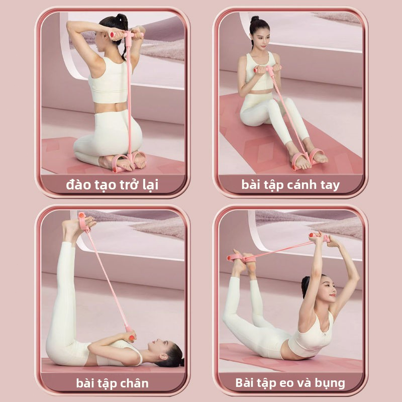 Dây Tập Bụng, Dây Kháng Lực 6 Ống Có Bàn Đạp Chân, Hỗ Trợ Siết Cơ Bụng, Cao Su Tập Bụng Tại Nhà
