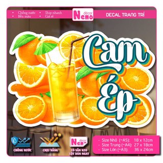 Decal Nước Sâm, Cam Ép, Rau Má, Tranh Dán Quán Nước, Cà Phê, Dán Tường, Tủ, Kính, Xe Đẩy - Sticker Chịu Được Mưa Nắng.
