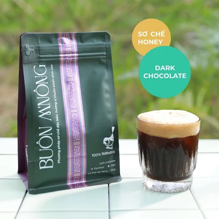 Cà phê đặc sản rang mộc Robusta 100% BUÔN M'NÔNG, rang vừa (espresso, phin) Hạt Rừng (Gói 250G)