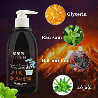 Sữa tắm bùn núi lửa LIHUSHA 250ml  - Hỗ trợ làm sáng và đều màu da, giúp da mềm mịn, sạch bụi bẩn, dầu thừa trên da