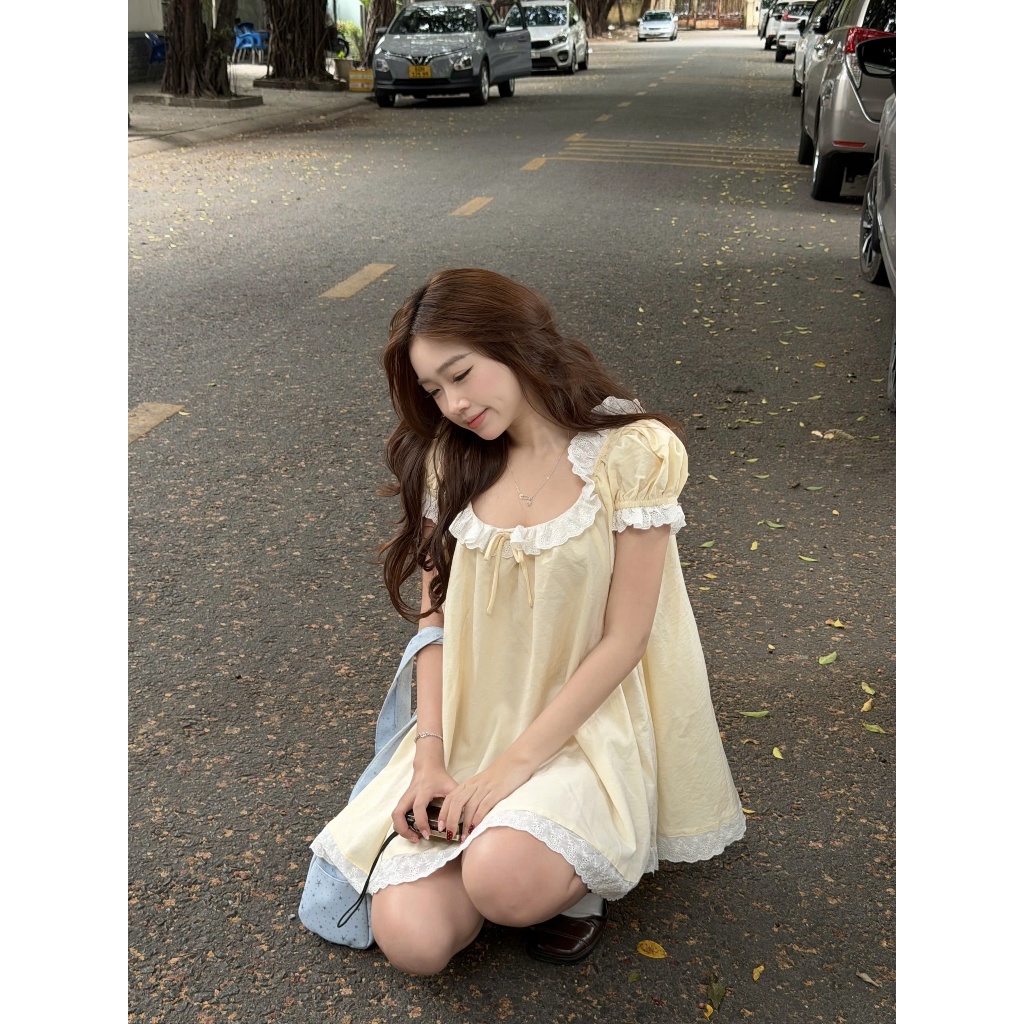 Đầm Nữ SHENY Form Babydoll Xòe Phối Bèo Dễ Thương Mùa Hè SECODEE