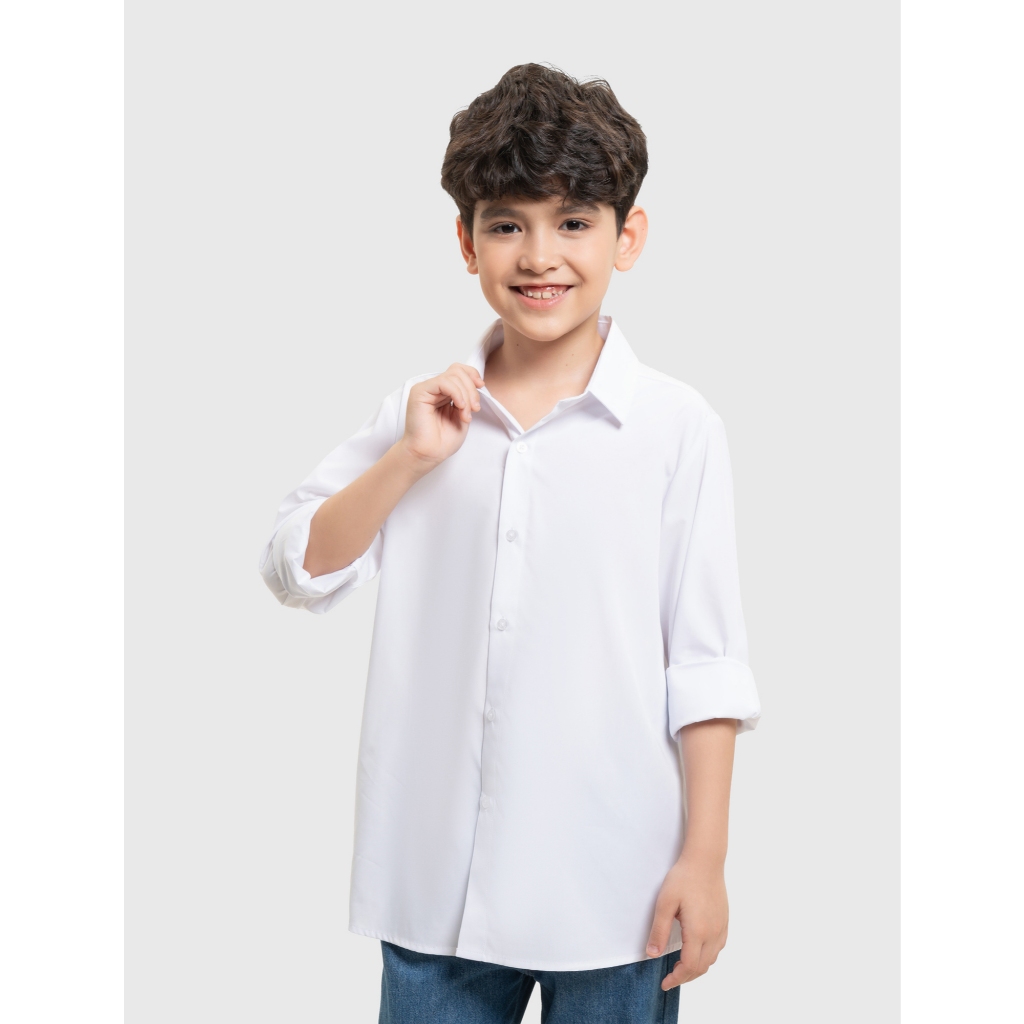 Áo sơ mi unisex trẻ em CANIFA dài tay chất liệu cotton USA 3TH26A002