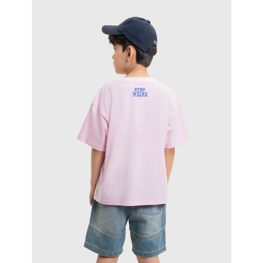 Áo phông unisex trẻ em CANIFA cổ tròn cộc tay in hình Stitch 3TS26S004