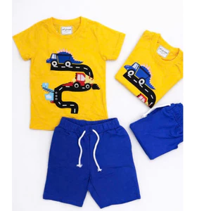 Bộ Cộc Cotton Bé Trai Họa Tiết Thêu Cực Đáng Yêu - Chất Siêu Mềm, Mát, Bé Mặc Đi Học Đi Chơi Đều Đẹp