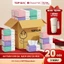 Thùng 20 gói giấy ăn rút Topgia 3 màu 4 lớp, mềm mịn tặng một bình giữ nhiệt cao cấp