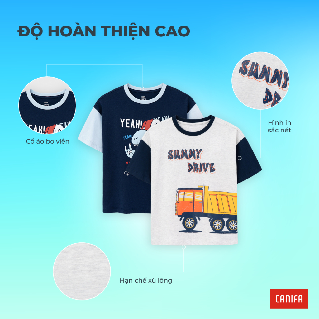 Áo phông bé trai CANIFA áo thun cotton USA cộc tay có hình in đạt tiêu chuẩn OEKO-TEX 2TS26S011