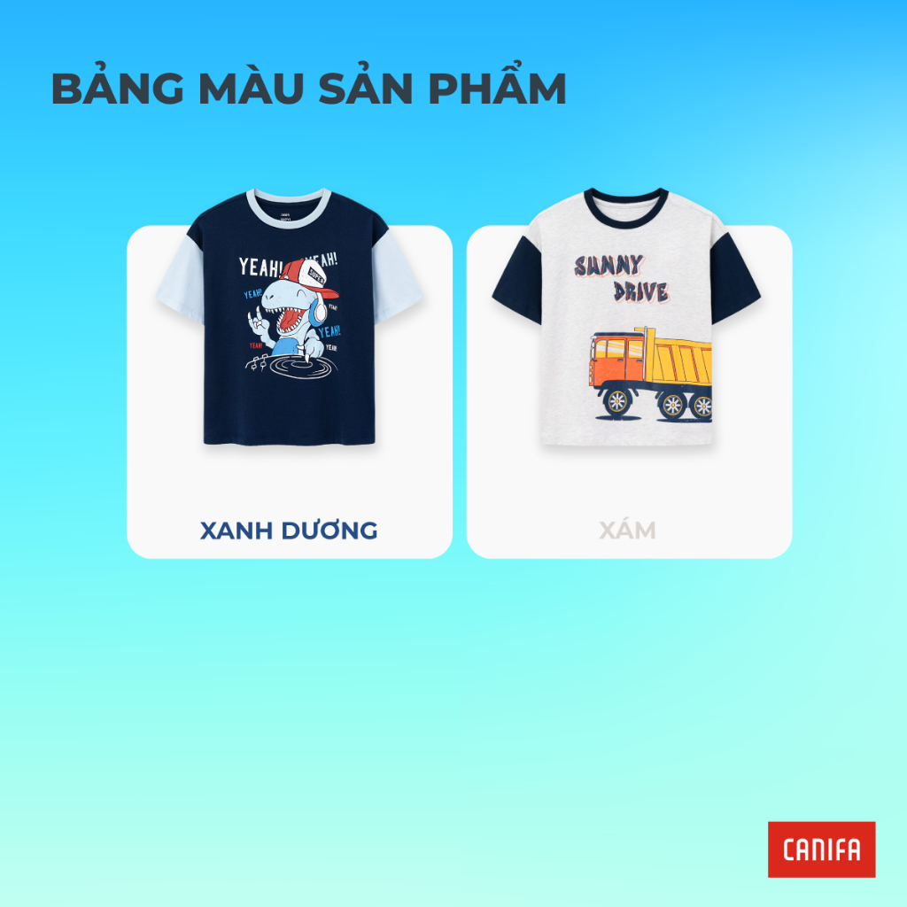 Áo phông bé trai CANIFA áo thun cotton USA cộc tay có hình in đạt tiêu chuẩn OEKO-TEX 2TS26S011