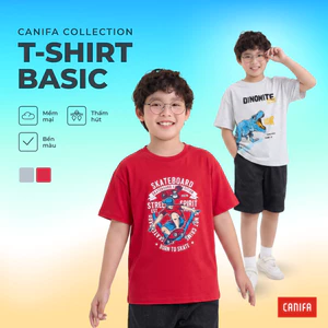Áo phông ngắn tay bé trai CANIFA chất cotton USA mềm mịn thấm hút có hình in chuẩn OEKO-TEX 2TS26S010