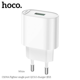 Cốc sạc nhanh Hoco C109A chân tròn, cổng USB-A QC3.0 18W (Trắng) - Phụ Kiện Nhất Tín