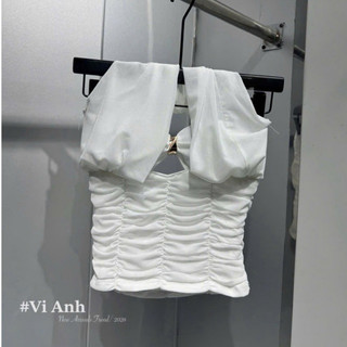 QCL1 #828 Áo lưới cổ yếm sẵn đệm ngực cutout phối kim loại siêu secxy(Freesize)