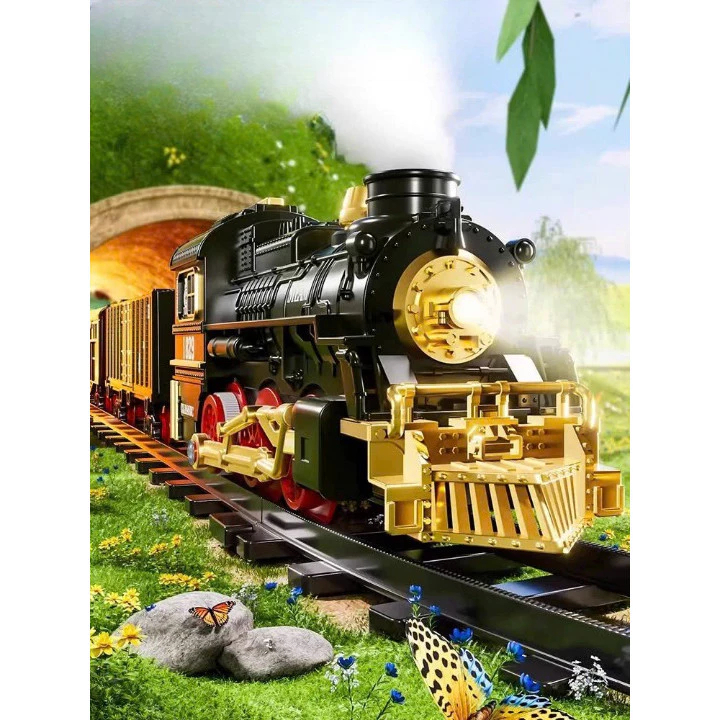 Đồ chơi đoàn tàu lửa cổ điển  lắp ghép đường ray đoàn tàu lửa cho bé khám phá - Đồ Chơi PUPU HOUSE
