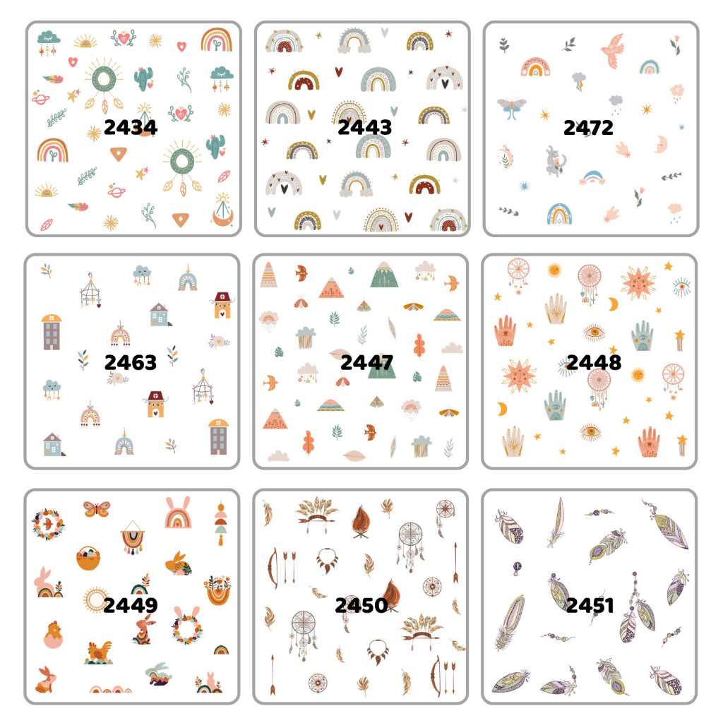 [Nhiều Mẫu Bộ 5] Decal Dán Tường Họa Tiết Hoa Lá Cầu Vồng Đáng Yêu Có Keo Sẵn - Trang Trí Nhà Cửa