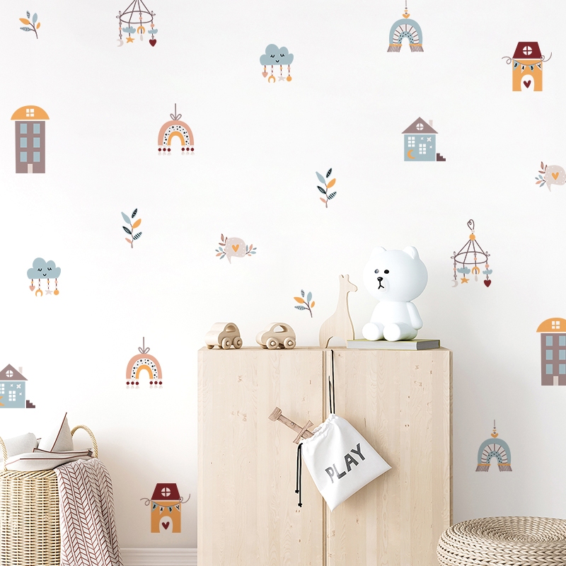 Sticker Decal Dán Tường Mẫu Ngôi Nhà Có Keo Sẵn - Trang Trí Cửa Kính - Decor Quán Cafe - Phòng Ngủ