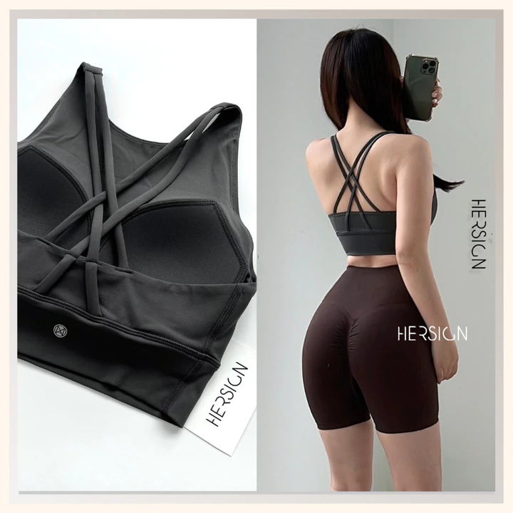 HERSIGN Set đồ tập gym nữ đùi Bộ đồ thể thao nữ mịn mát mùa hè Đồ tập yoga nữ ngắn SMIXB21N35A BST HERSIGN Bare Form
