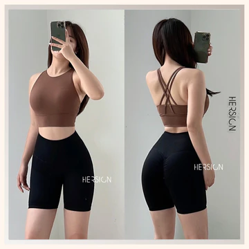 HERSIGN Set đồ tập gym nữ đùi Bộ đồ thể thao nữ mịn mát mùa hè Đồ tập yoga nữ ngắn SMIXB21N35A BST HERSIGN Bare Form