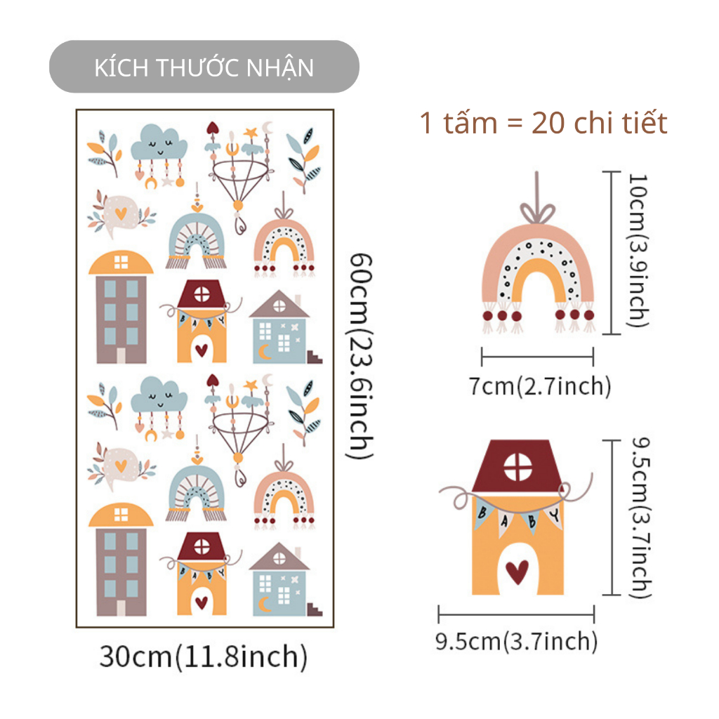 Sticker Decal Dán Tường Mẫu Ngôi Nhà Có Keo Sẵn - Trang Trí Cửa Kính - Decor Quán Cafe - Phòng Ngủ