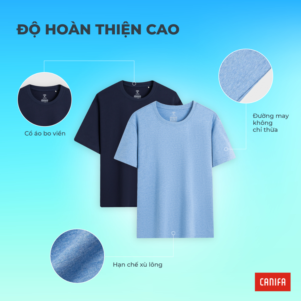 Áo phông nam CANIFA chất liệu cotton USA mềm mại thoáng khí cổ tròn tay cộc form regular 8TS26S008
