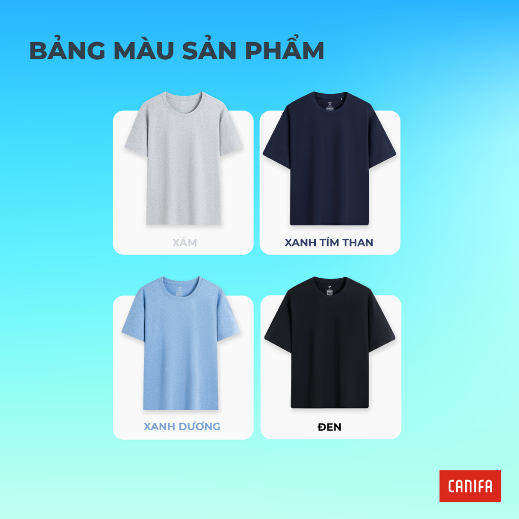 Áo phông nam CANIFA chất liệu cotton USA mềm mại thoáng khí cổ tròn tay cộc form regular 8TS26S008