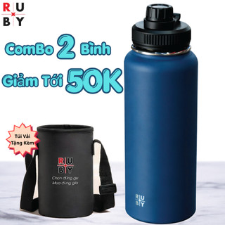 Bình Nước Giữ Nhiệt 1000ml Ruby Inox 304 – Combo Ưu Đãi + Túi Đeo