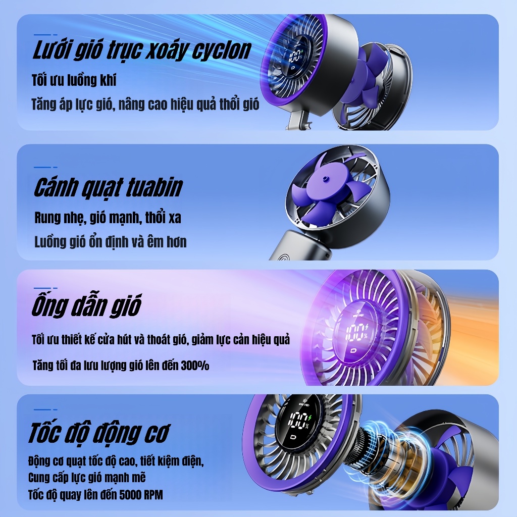 【100 cấp gió mát】Quạt cầm tay mẫu mới 2026, mini siêu êm, pin bền lâu, nhỏ gọn mang theo tiện lợi