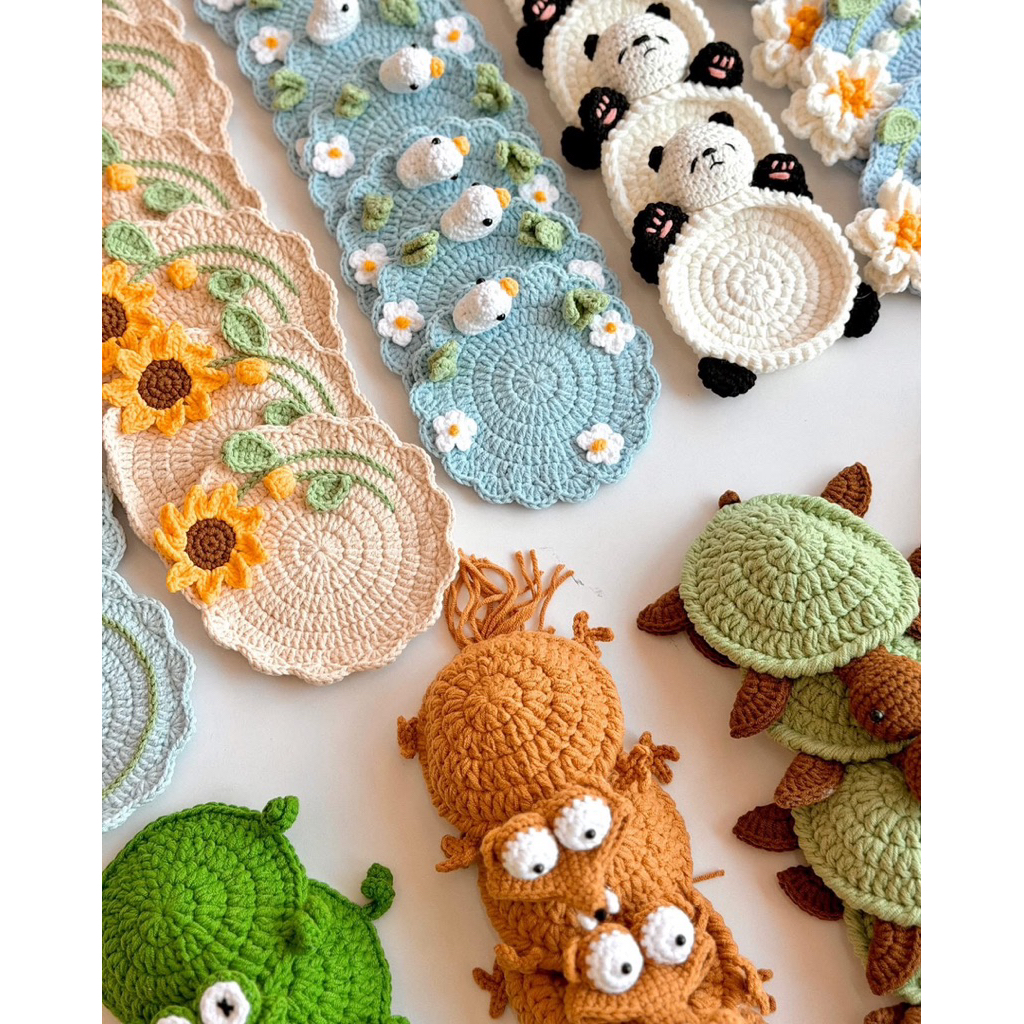 Lót Ly Len Thú Animal Động Vật Tổng Hợp Dễ Thương Handmade Quà Tặng Dễ Thương Độc Đáo