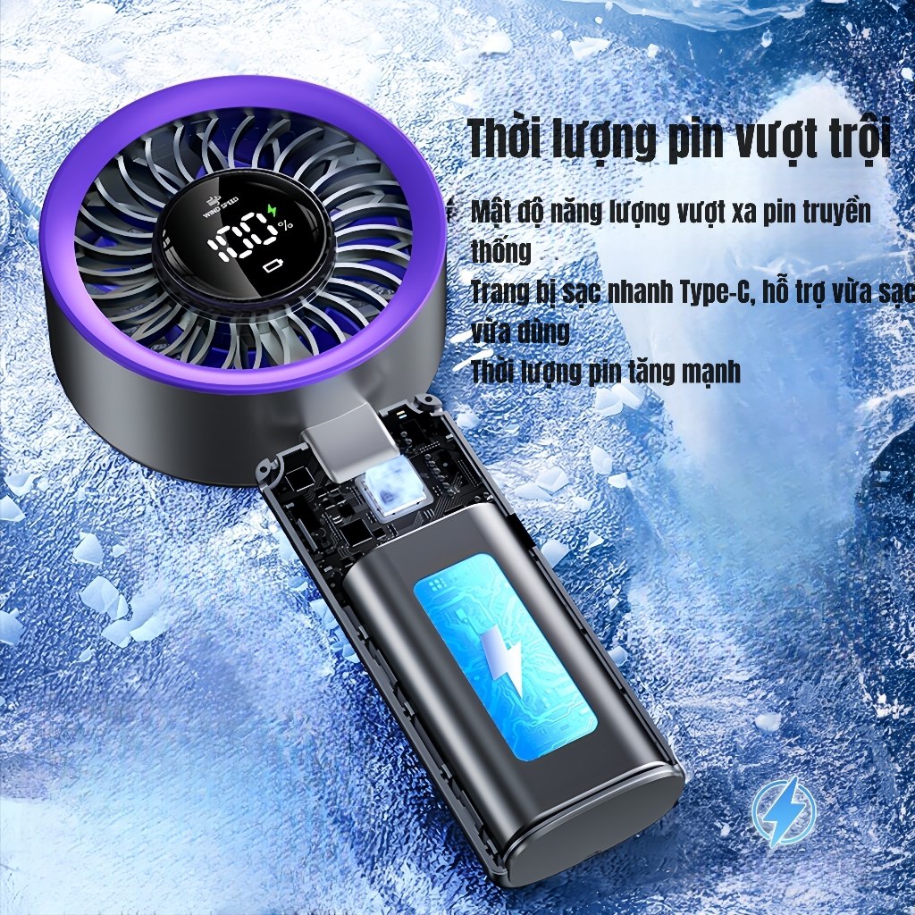 【100 cấp gió mát】Quạt cầm tay mẫu mới 2026, mini siêu êm, pin bền lâu, nhỏ gọn mang theo tiện lợi