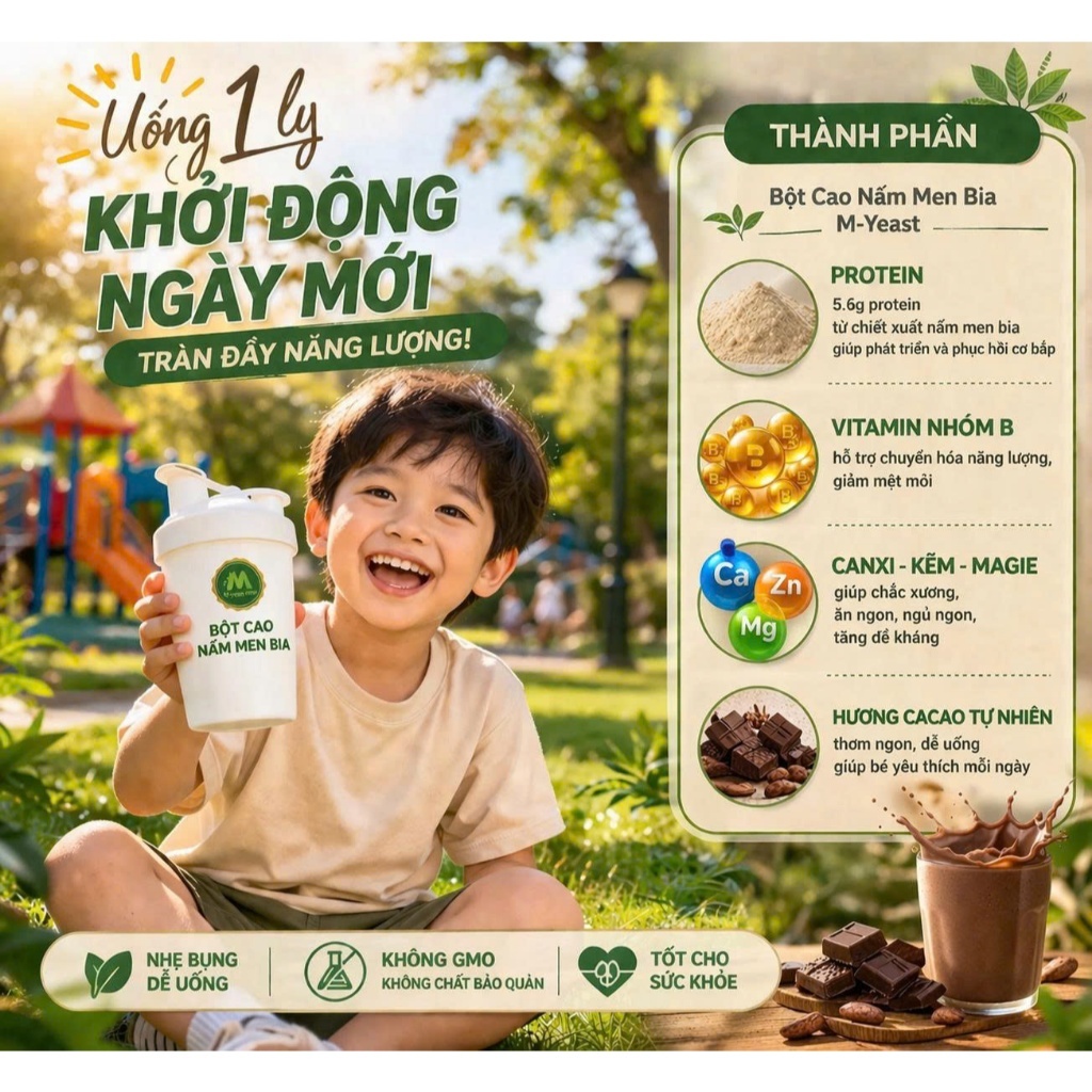 Bột nấm men bia hương Socola 100g - thực phẩm chay lành mạnh, hương vị dịu nhẹ M-Yeast