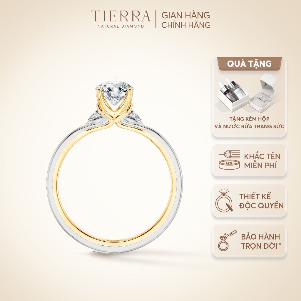 [CHAT TRƯỚC KHI ĐẶT] Nhẫn cầu hôn Tierra Lily NCH1907, Vàng 14K/18K Đính, Chủ CZ 5.4mm, Tấm CZ, Thiết Kế Ngọt Ngào