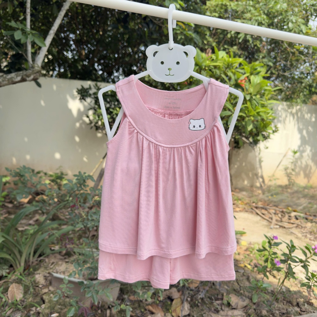 Bộ Áo Váy Bé Gái Anminaza Vải Sợi Tre Thoáng Mát Mềm Mại - Hàng Chính Hãng AMI0408