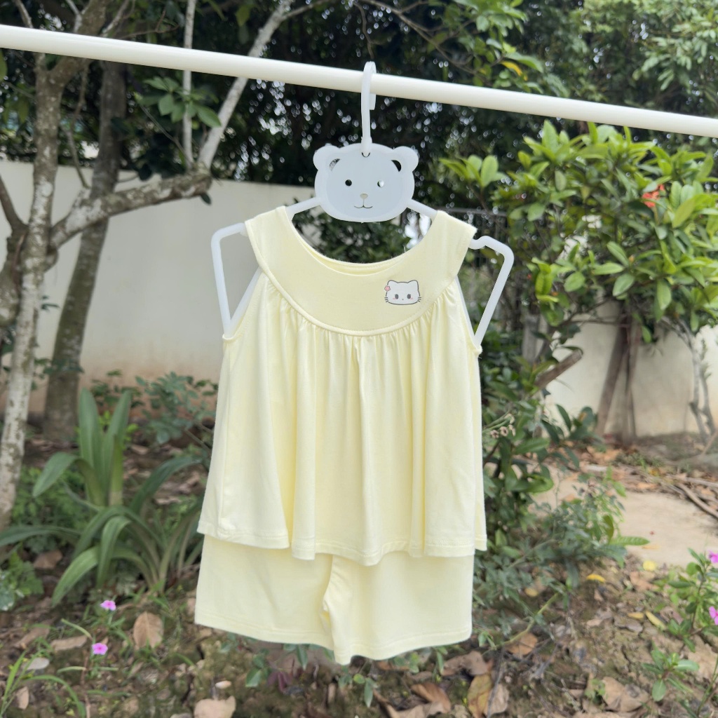 Bộ Áo Váy Bé Gái Anminaza Vải Sợi Tre Thoáng Mát Mềm Mại - Hàng Chính Hãng AMI0408