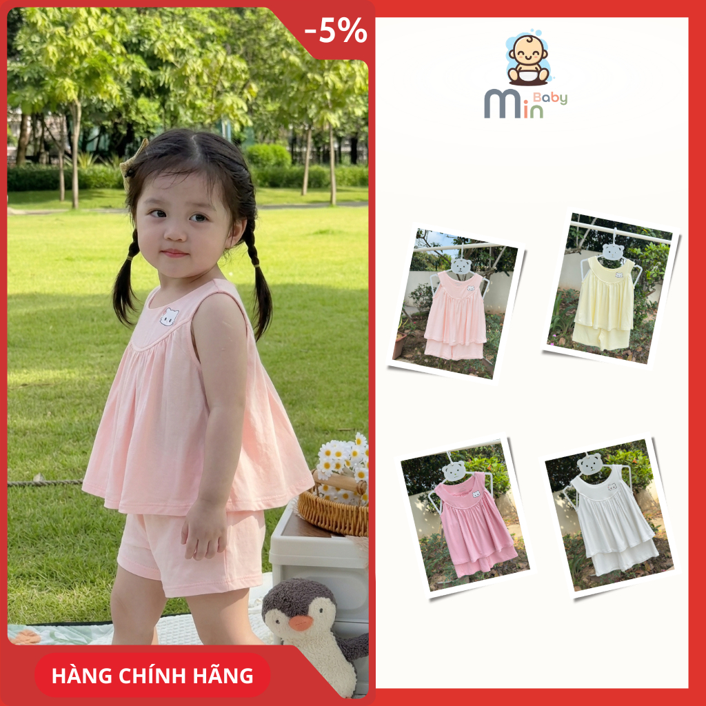 Bộ Áo Váy Bé Gái Anminaza Vải Sợi Tre Thoáng Mát Mềm Mại - Hàng Chính Hãng AMI0408