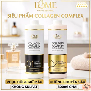 Combo Dầu Gội Xả LOME Collagen 800ml – Phục Hồi Tóc Khô Xơ, Dưỡng Tóc Mềm Mượt