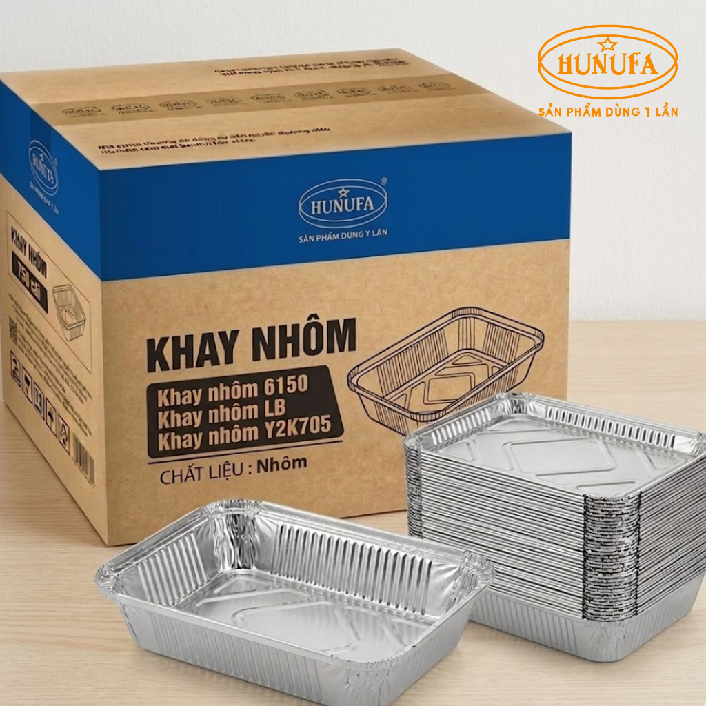 Sỉ 50 Khay nhôm cao cấp HUNUFA chịu nhiệt tốt dùng nướng thịt, bánh, mì ...