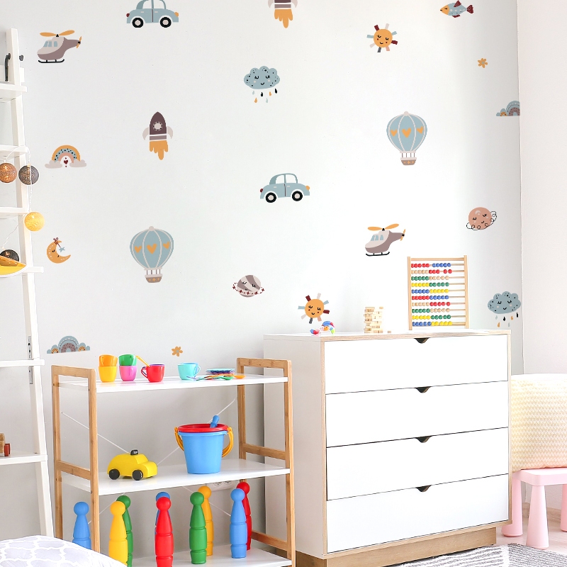 [Nhiều Mẫu Bộ 6] Decal Dán Tường Họa Tiết Hoa Lá Động Vật Đáng Yêu Có Keo Sẵn - Trang Trí Phòng Bé