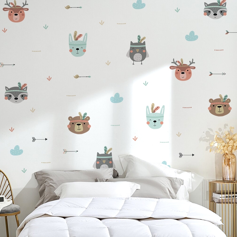 [Nhiều Mẫu Bộ 6] Decal Dán Tường Họa Tiết Hoa Lá Động Vật Đáng Yêu Có Keo Sẵn - Trang Trí Phòng Bé