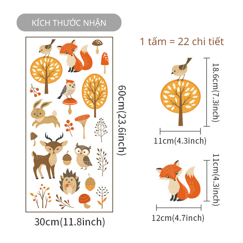 Sticker Decal Dán Tường Mẫu Động Vật 5 Có Keo Sẵn - Trang Trí Cửa Kính - Decor Quán Cafe - Phòng Ngủ