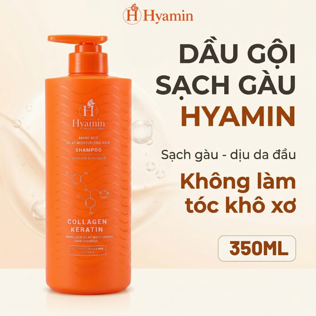 Dầu gội Sạch Gàu Hyamin 350ml - Bảo hành khô tóc sau 10 ngày gội, Sạch Gàu Giảm Ngứa, Không khô bết tóc, Mùi Dễ Chịu