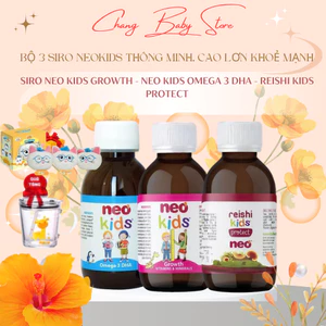 Combo 3 chai siro Neo Kids Growth - Neo Kids Omega 3 DHA - Reishi kids Protect chai 150ml