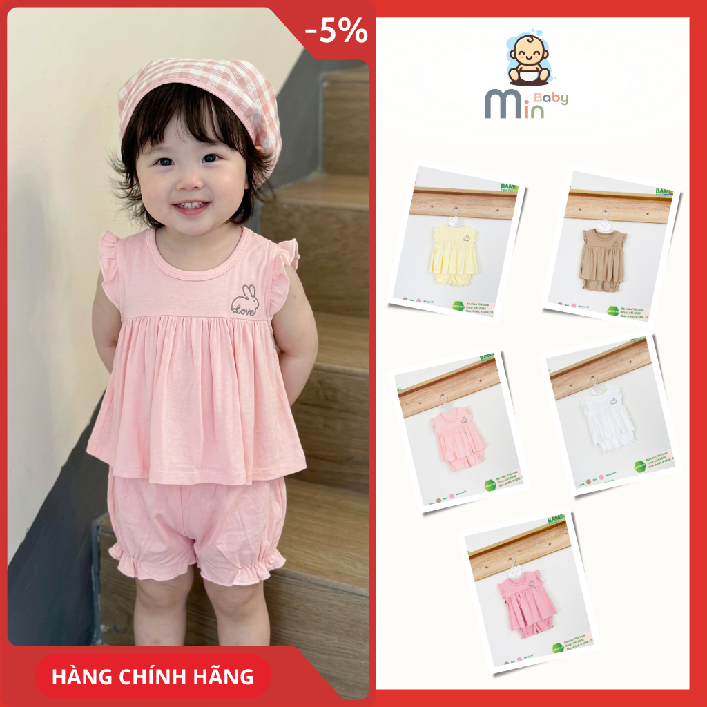 Bộ Cộc Tay Bé Gái Vải Sợi Tre Pettit Co Dãn Và Mềm Mại - Hàng Chính Hãng MIN0140