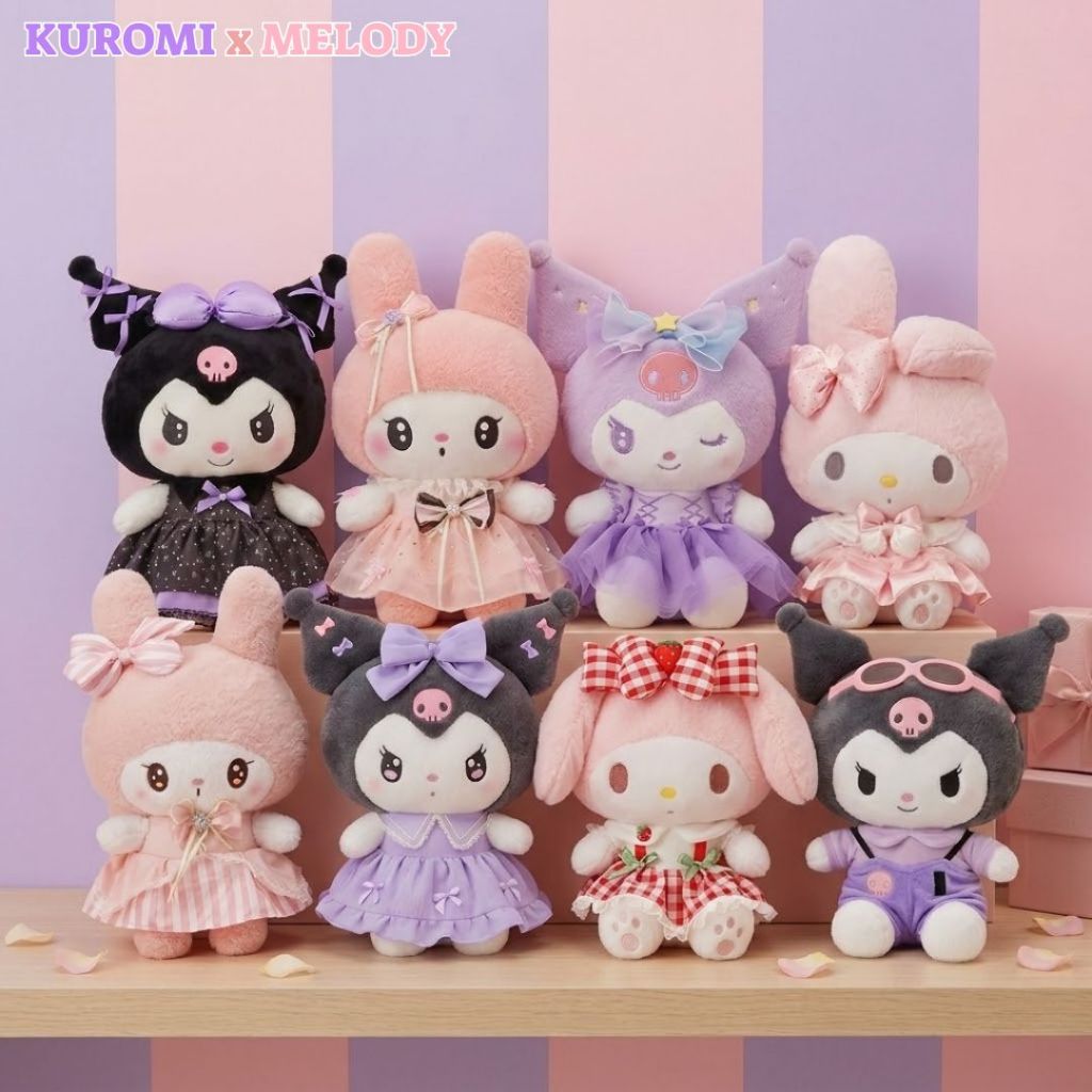 [ MẪU MỚI 2026 ] Gấu Bông Kuromi Melody Mặc Váy Sang Trọng Nhiều Mẫu Đáng Yêu Làm Quà Tặng Sinh Nhật Cho Bé Gái,Bạn Gái