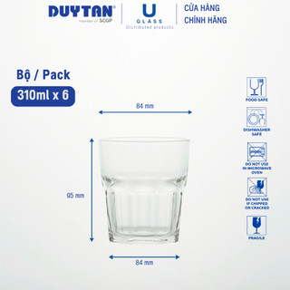 Bộ 6 Ly cốc thủy tinh U Glass 310ml kiểu lùn - PUG389, thủy tinh cao cấp