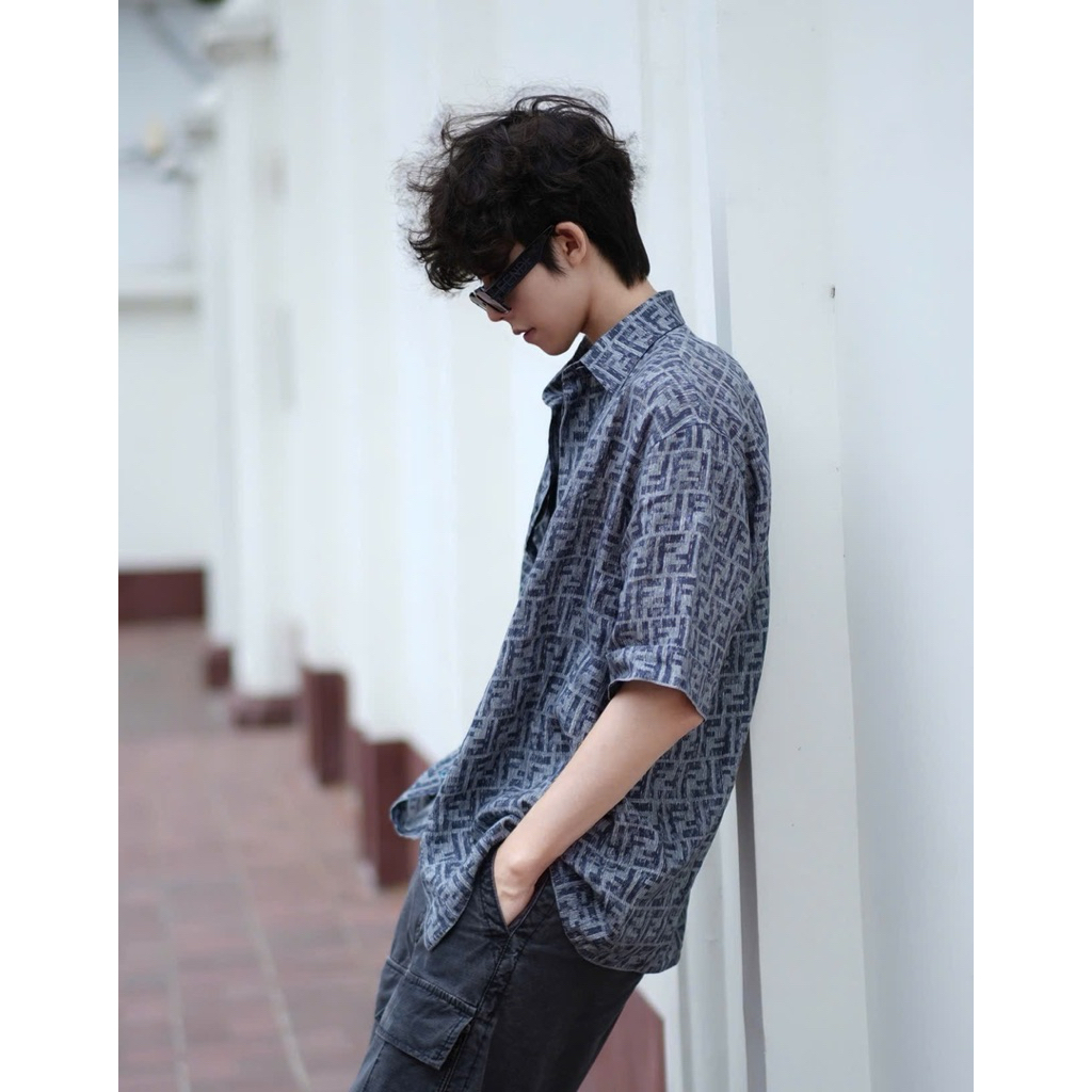 ⚡️[Hight Quality] Áo Sơ Mi 1EN Shirts Navy Dark -  Điểm Nhấn Chữ F Phối Màu Cao Cấp Loại 1