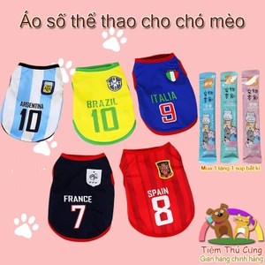 Áo Bóng Đá Cho Chó Mèo - Áo Đội Tuyển Quốc Gia Thể Thao Cho Thú Cưng Chất Liệu Thoáng Mát