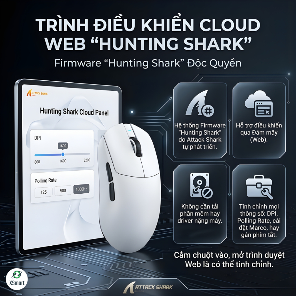 Chuột Không Dây Gaming Attack Shark X8 Ultimate Cảm Biến PAW3950MAX, Pin Sạc, Dongle 8K, App Macro | BigBuy360 - bigbuy360.vn