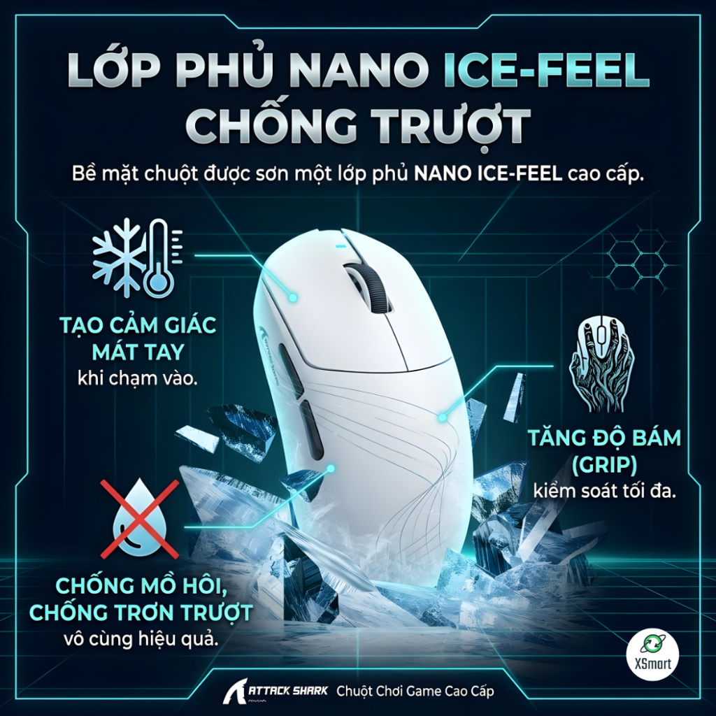 Chuột Không Dây Gaming Attack Shark X8 Ultimate Cảm Biến PAW3950MAX, Pin Sạc, Dongle 8K, App Macro | BigBuy360 - bigbuy360.vn